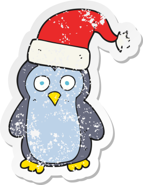 Bir insan tarafından çizilmiş penguen çizgi filminin gerilimli yapıştırması.