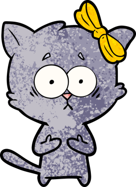 Bir insan tarafından çizilmiş çizgi film kedisi.