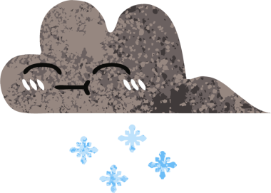 Bir insan tarafından çizilmiş fırtına kar bulutunun retro çizim tarzı karikatürü