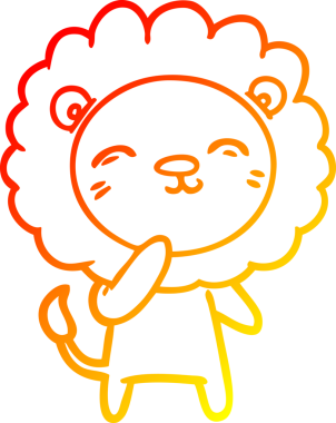 Bir insan tarafından çizilmiş karikatür aslanının sıcak çizgi çizimi