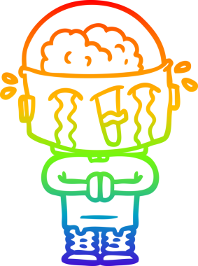 gökkuşağı gradyan çizimi bir insan tarafından çizilmiş ağlayan bir robot çizgi