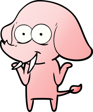 Bir insan tarafından çizilmiş mutlu bir fil.