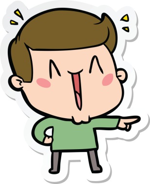 Bir insan tarafından çizilmiş heyecanlı bir adamın çıkartması.