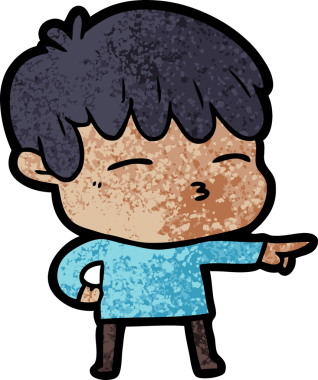 Bir insan tarafından çizilmiş meraklı bir çocuk.