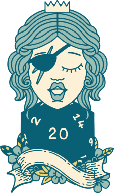 Retro Dövme Tarzı İnsan Rogue Bir insan tarafından çizilmiş 20 zar ile