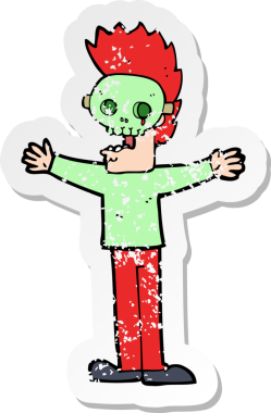 Bir insan tarafından çizilmiş ürkütücü maskeli bir karikatürist çıkartması.