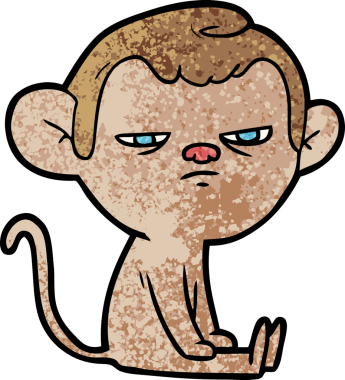 Bir insan tarafından çizilmiş sinir bozucu bir maymun.