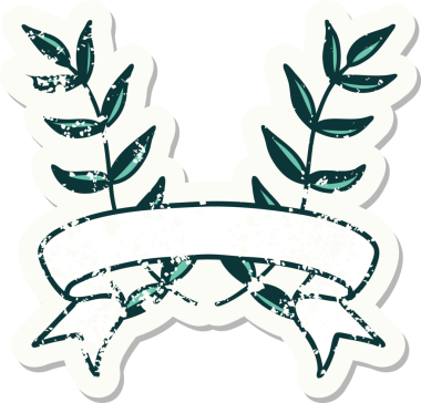 Bir insan tarafından çizilmiş defne sancağıyla eski bir etiket.