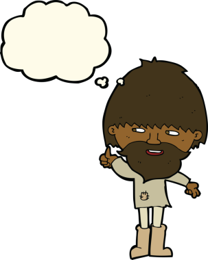 Bir insan tarafından çizilmiş düşünce baloncuklu Wellington çizmeli hippi adam.