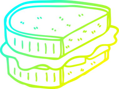 Bir insan tarafından çizilmiş kızarmış bir sandviçin soğuk gradyan çizimi