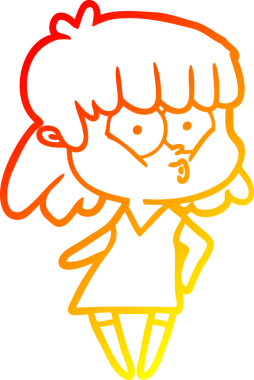 Bir insan tarafından çizilmiş, çizgi film karakteri ıslık çalan bir kız çizimi