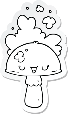 Bir insan tarafından çizilmiş karikatür mantarı çıkartması.