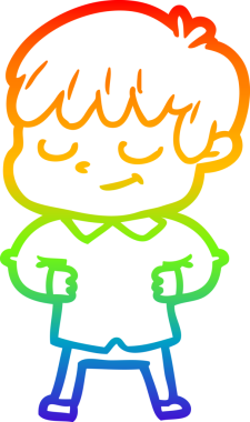 gökkuşağı gradyan çizgi çizimi bir insan tarafından çizilmiş mutlu bir çocuk