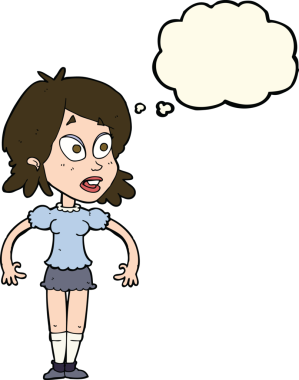 Bir insan tarafından çizilmiş düşünce balonlu bir karikatür.