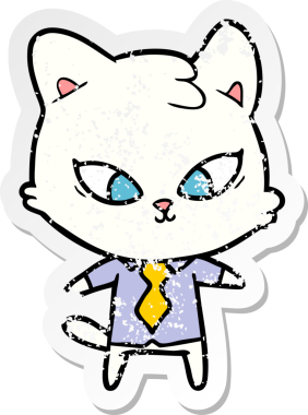 Bir insan tarafından çizilmiş şirin bir çizgi film kedisinin sıkıntılı çıkartması.