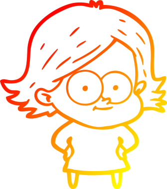 Bir insan tarafından çizilmiş mutlu bir çizgi film kızı çizimi