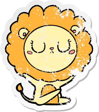 Bir insan tarafından çizilmiş karikatür aslanının sıkıntılı çıkartması.