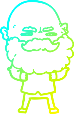 Bir insan tarafından çizilmiş sakallı bir çizgi film karakteri çizimi.