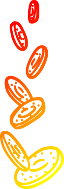 Bir insan tarafından çizilen bozuk paraların sıcak çizgi çizimi