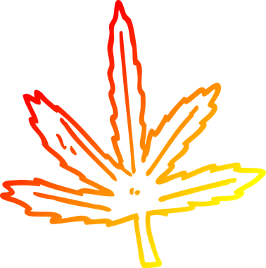 Bir insan tarafından çizilmiş bir marihuana yaprağının sıcak çizgi çizimi