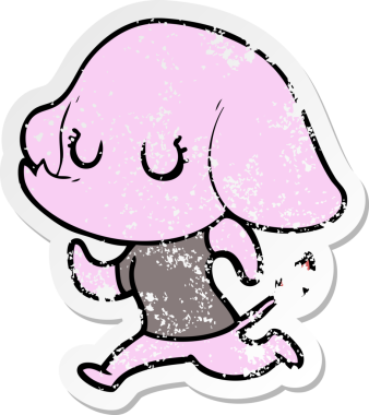 Bir insan tarafından çizilmiş şirin bir filin sıkıntılı çıkartması