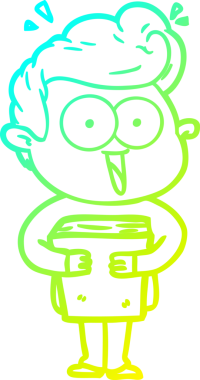 Bir insan tarafından çizilmiş kitabı olan bir karikatürist çizimi.