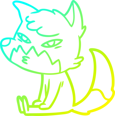 Bir insan tarafından çizilmiş akıllı bir tilkinin soğuk çizgi çizimi.