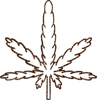 Bir insan tarafından çizilmiş marihuana yaprağı kömürü.