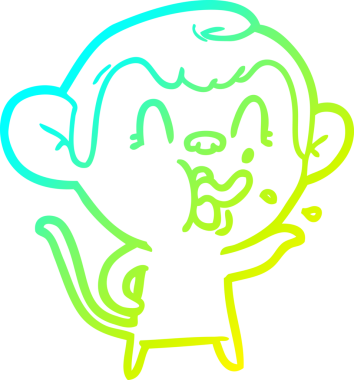 Bir insan tarafından çizilmiş çılgın bir çizgi film maymunu çizimi