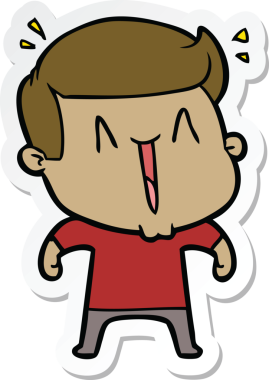 Bir insan tarafından çizilmiş heyecanlı bir adamın çıkartması.