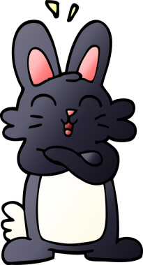 Bir insan tarafından çizilmiş neşeli tavşan.