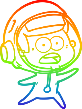 gökkuşağı gradyan çizgi çizimi bir insan tarafından çizilmiş astronot şaşırttı