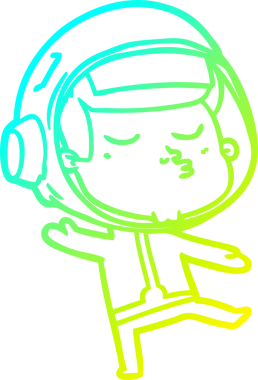 Bir insan tarafından çizilmiş kendinden emin bir astronotun soğuk çizgi çizimi.