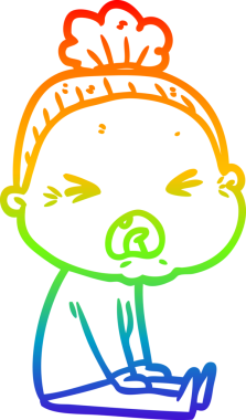 Bir insan tarafından çizilmiş kızgın yaşlı bir kadının çizimi.