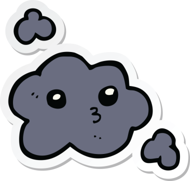 Bir insan tarafından çizilmiş şirin bir karikatür bulutunun çıkartması.