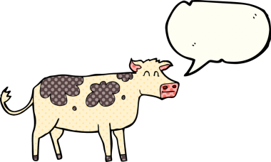 Bir insan tarafından çizilmiş serbest çizilmiş çizgi roman konuşma balonu ineği.