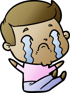 Bir insan tarafından çizilmiş ağlayan çizgi film adamı.