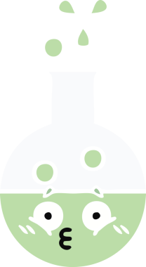 Bir insan tarafından çizilmiş bir test tüpünün düz renk retro karikatürü