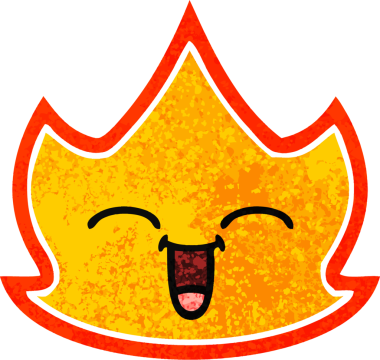 Bir insanın çizdiği ateşin retro illüstrasyon tarzı karikatürü