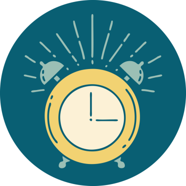 Bir insan tarafından çizilmiş dövme stili çalar saat simgesi