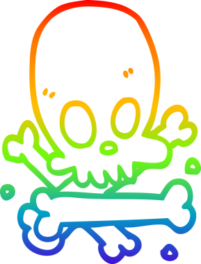 gökkuşağı gradyan çizgi çizimi bir insan tarafından çizilmiş kafatası ve kemikler