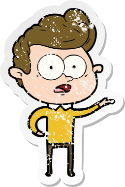 Bir insan tarafından çizilmiş, kederli bir çizgi film çıkartması.