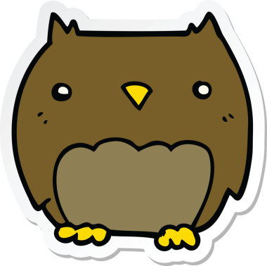 Bir insan tarafından çizilmiş şirin bir baykuşun çıkartması.