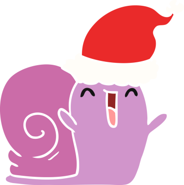 Bir insan tarafından çizilmiş Kawaii salyangozunun Noel karikatürü.