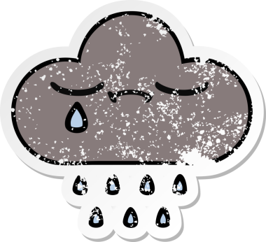 Bir insanın çizdiği yağmur bulutu çizgi filminin sıkıntılı çıkartması.