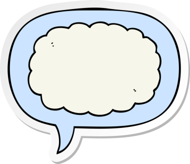 Bir insan tarafından çizilmiş balon çıkartmalı çizgi film bulutu.