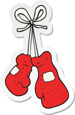 Bir insan tarafından çizilmiş bir boks eldiveninin çıkartması.
