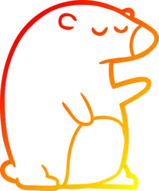 Bir insan tarafından çizilen çizgi film ayısının sıcak çizgi çizimi