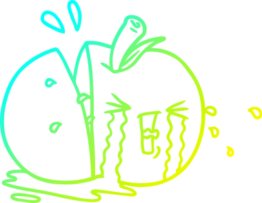 Bir insan tarafından çizilen elma karikatürünün soğuk eğimli çizimi