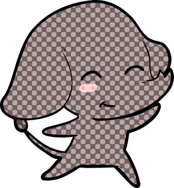 Bir insan tarafından çizilmiş şirin bir fil.